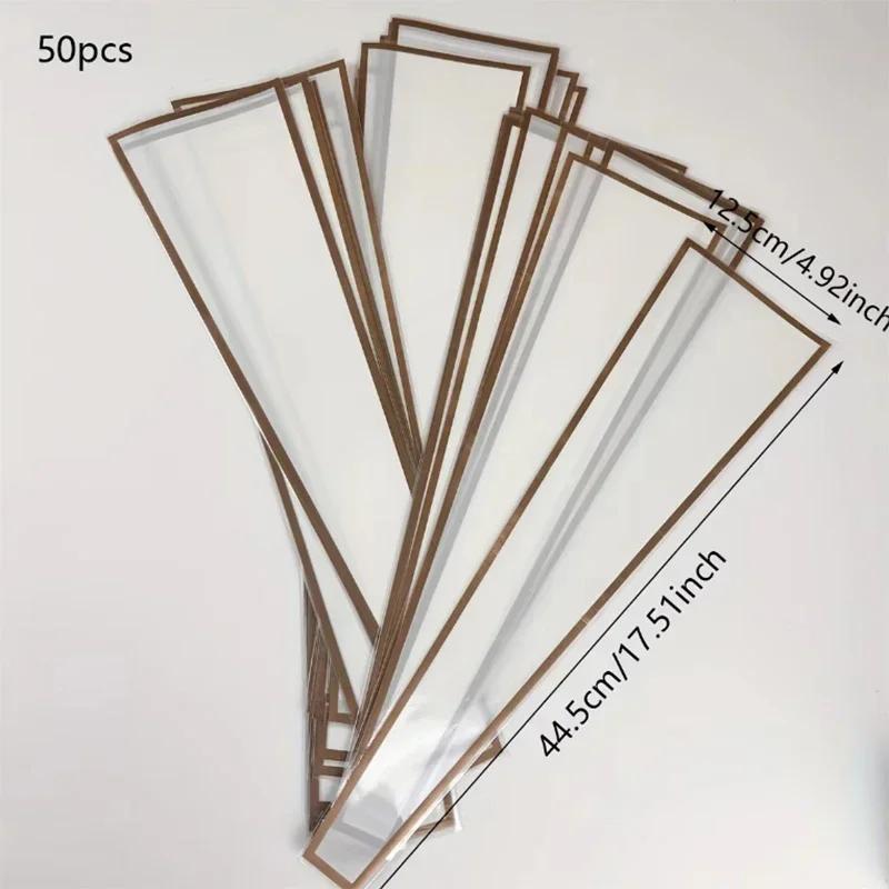

50/100pcs-Single Rose Sleeves Flower Wrapping Bag Bouquet Packaging Bags Clear Cellophane Floral Wrappers for Valentine s Day others&12.5 44.5cm