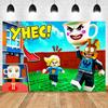 Steal N Catch The Brainrot Birthday Party Decorations Number Balloon Cake Topper Popular Game Background Party Supplies Kid Gift