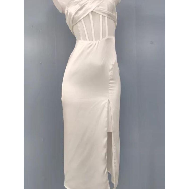 Export Single Lu's Summer Fashion Sexy New Arrival Bandeau Sexy Mesh See-through Elegant Quality Pure Desire Dress