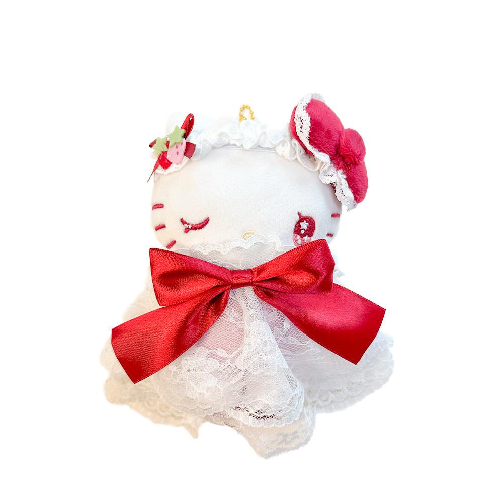 Adorable Red Bow Plush Kt Cat Doll Keychain Japanese Cute Cartoon Gift Accessory