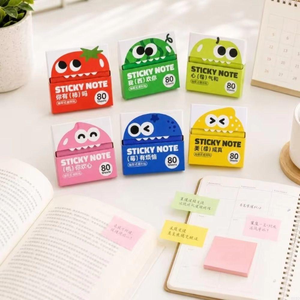 Kawaii Pull-out Sticky Notes Pearlescent Square Writing Pad Portable Cartoon Notepads Office