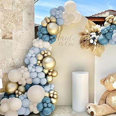 1 Set Ballon-Girlanden-Bogen-Set, Vintage-Stil, Blau, Weiß, Gold, auslaufsicher, dicker, für Babyparty, Geburtstag, Party, Hochzeit, Dekoration, Latex-Ballon, Partyzubehör