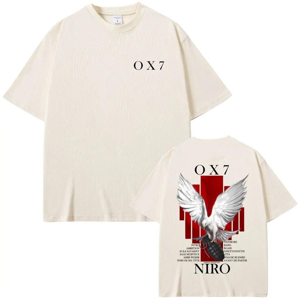 

2026 Rapper Niro OX7 Album Graphic T-shirt Men Women Hip Hop Fashion Pop Music T-shirts Unisex Casual Cotton Vintage T Shirt Streetwear L білий