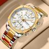 CURREN 8490 Top Brand Chronograph Watch for Men Stainless Steel Band Quartz Clock with Luminous Pointers Wristwatch Hands