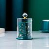 Ceramic Toothpick Holder Glass Cover Toothpick Jar Cotton Swab Box Toothpick Dispenser Cotton Swab Holder Cotton Swab Dispenser
