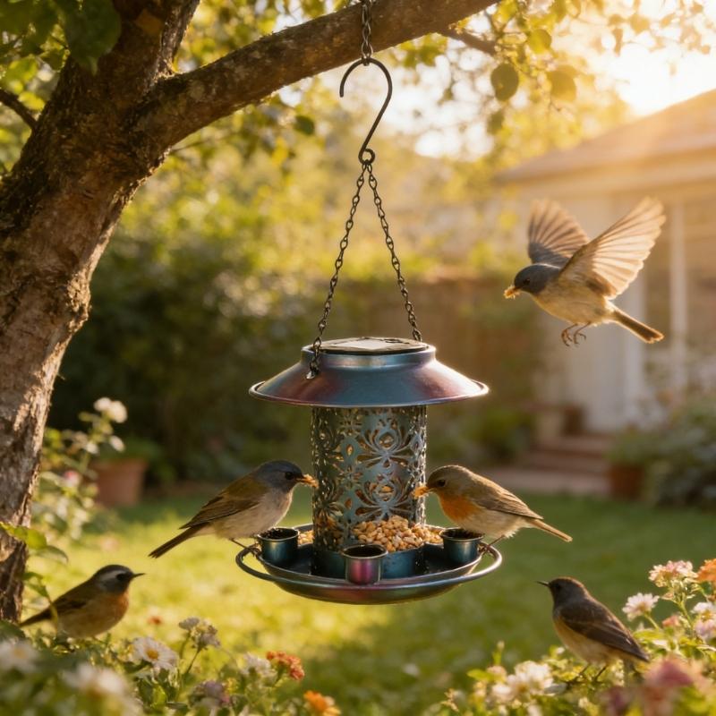Durable Solar Bird Feeder With Automatic Lighting Perfect For Backyard