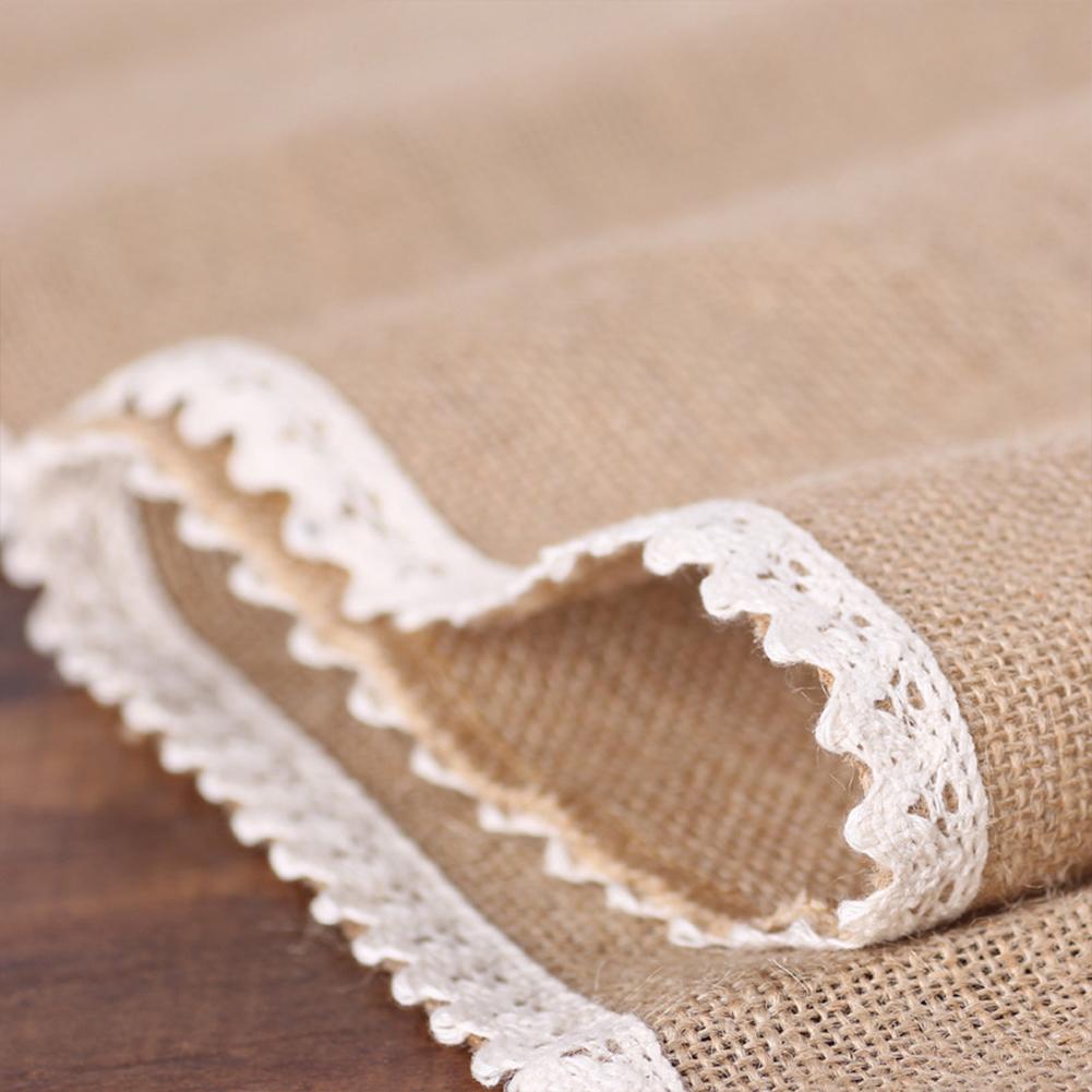 Linen Table Runner Lace Table Cloth Party Supplies Christmas Wedding Decorations