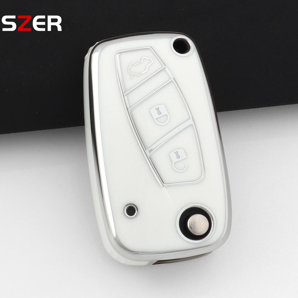 Tpu Car Key Case Cover For Fiat Panda Stilo Punto Doblo Grande Bravo 500 Ducato Minibus Folding Keychain Interior Accessories