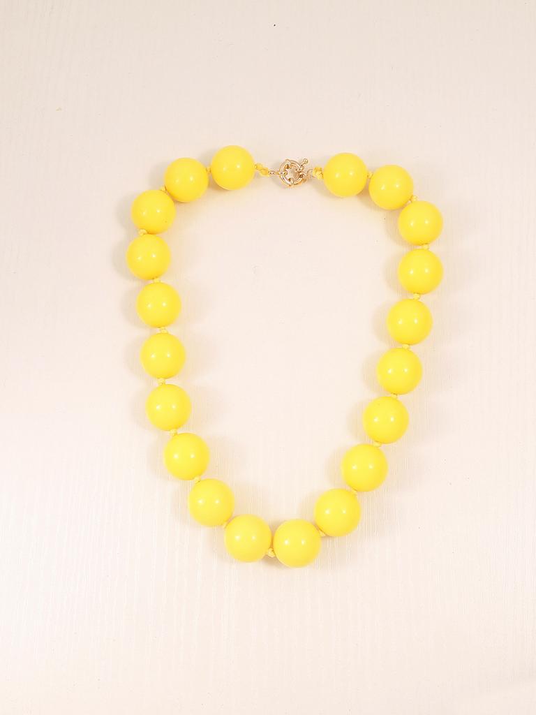Vintage Bunter Runder Perlenhalskette, Große Größe, Acrylperle, Böhmischer Stil Handgeknüpft Damen Halskette, Schmuck Geschenk