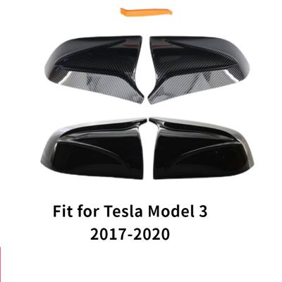 For Tesla Model 3 Rear View Door Wing Side Mirror Cover Caps Shell Case Rearview Cap Exterior Accessories Carbon Fiber