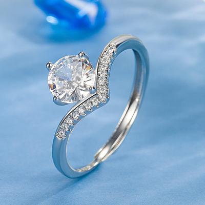 Mode Prinzessin Krone Zirkon Offener Ring Damen Ehering Imitation Mosambikanischer Diamantring