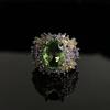 Heavy Industry Mint Green Treasure Ring High Niche Design Full of Diamonds Temperament Versatile Ring