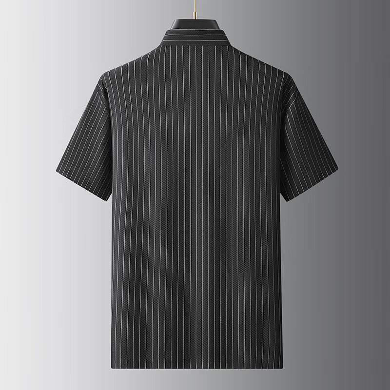Men's Plus Size Vertical Stripe Ice Silk Short-Sleeve T-Shirt