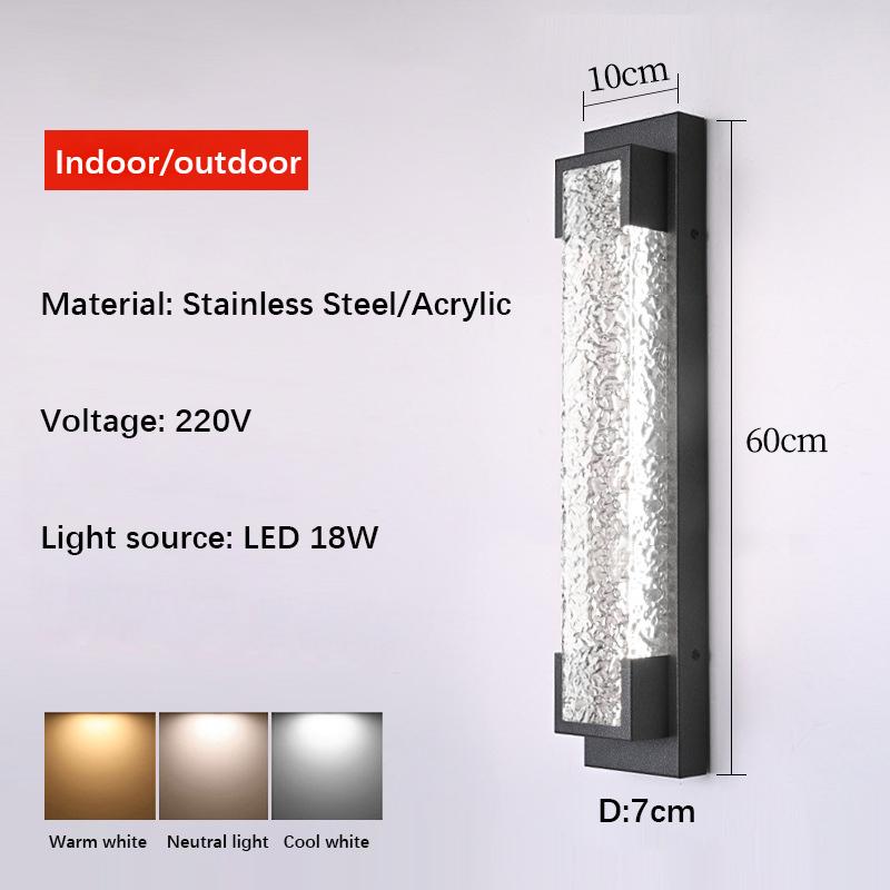 Appliques murales d'extérieur modernes Éclairage de porche Lampe de jardin Lampe murale longue bande Acier inoxydable Étanche Applique murale Luminaires