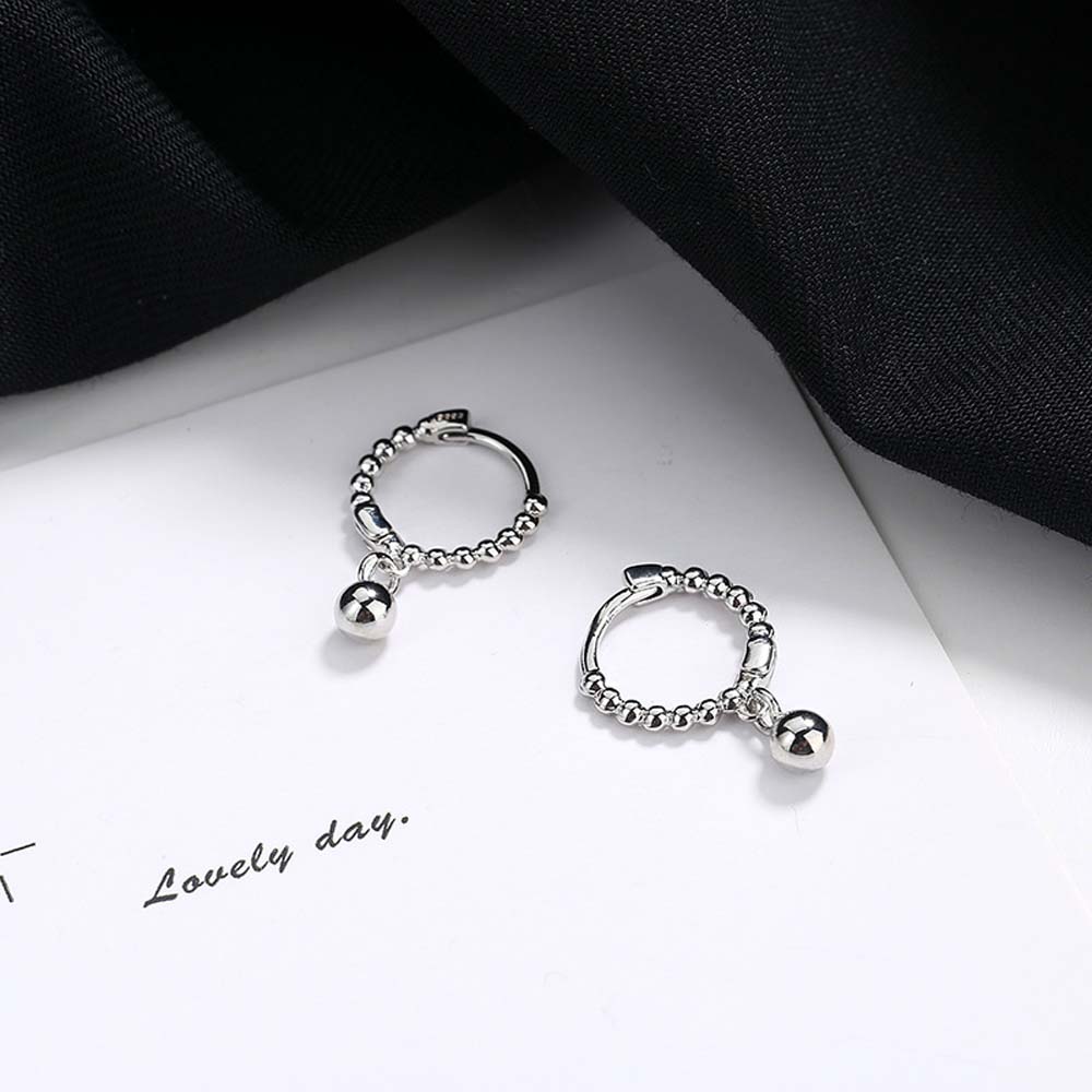 Personality Girls Women Beads Copper Stud Earrings Fashion Jewelry Ear Buckle Hoop Earrings
