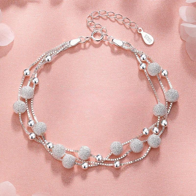 925  Silver Heart Shaped Bracelet for Women Vintage Korean Versatile Blue Crystal Charm Bracelets Original Party Jewelry