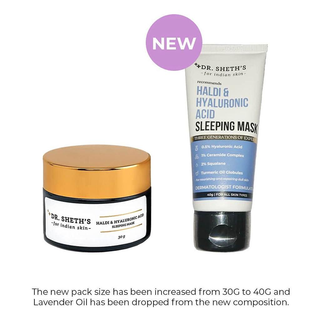 Dr. Sheth's Haldi & Hyaluronic Acid Sleeping Mask Cream 30g For Hydration, Even Tone & Glowing Skin