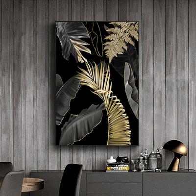 Modern Gold Leaf Posters and Prints Wall Pictures Abstract Black Nordic Art Canvas Painting for Living Room Home Cuadros Decor
