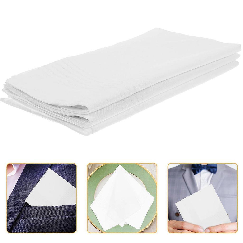 3Pcs Men Handkerchiefs Cotton Bandana Daily Use Comfortable Accessory For Important Parties