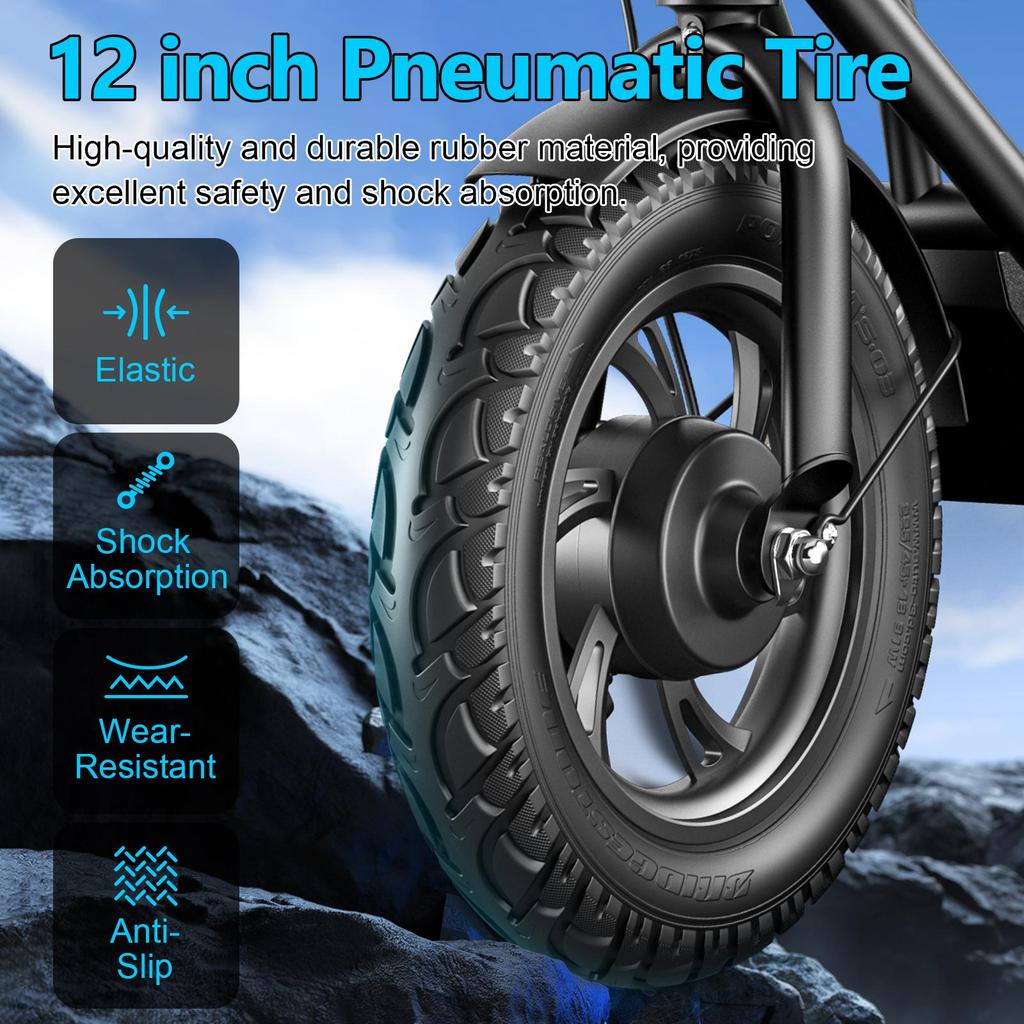 Electric Scooter Foldable EMOKO 12" 500W Motor 15AH Max Range 55Km Load 120Kg Black A19