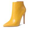 Western Women's Ankle Boots New 2025 Autumn Thin High Heels Cowboy Cowgirls Boot Black Yellow Party Dance Shoes Large Size 45