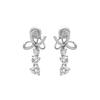 Exquisite Zirconia Heart Bow Tassel Ear Clips: Sparkly, Non-Piercing, Luxurious Earrings for Women