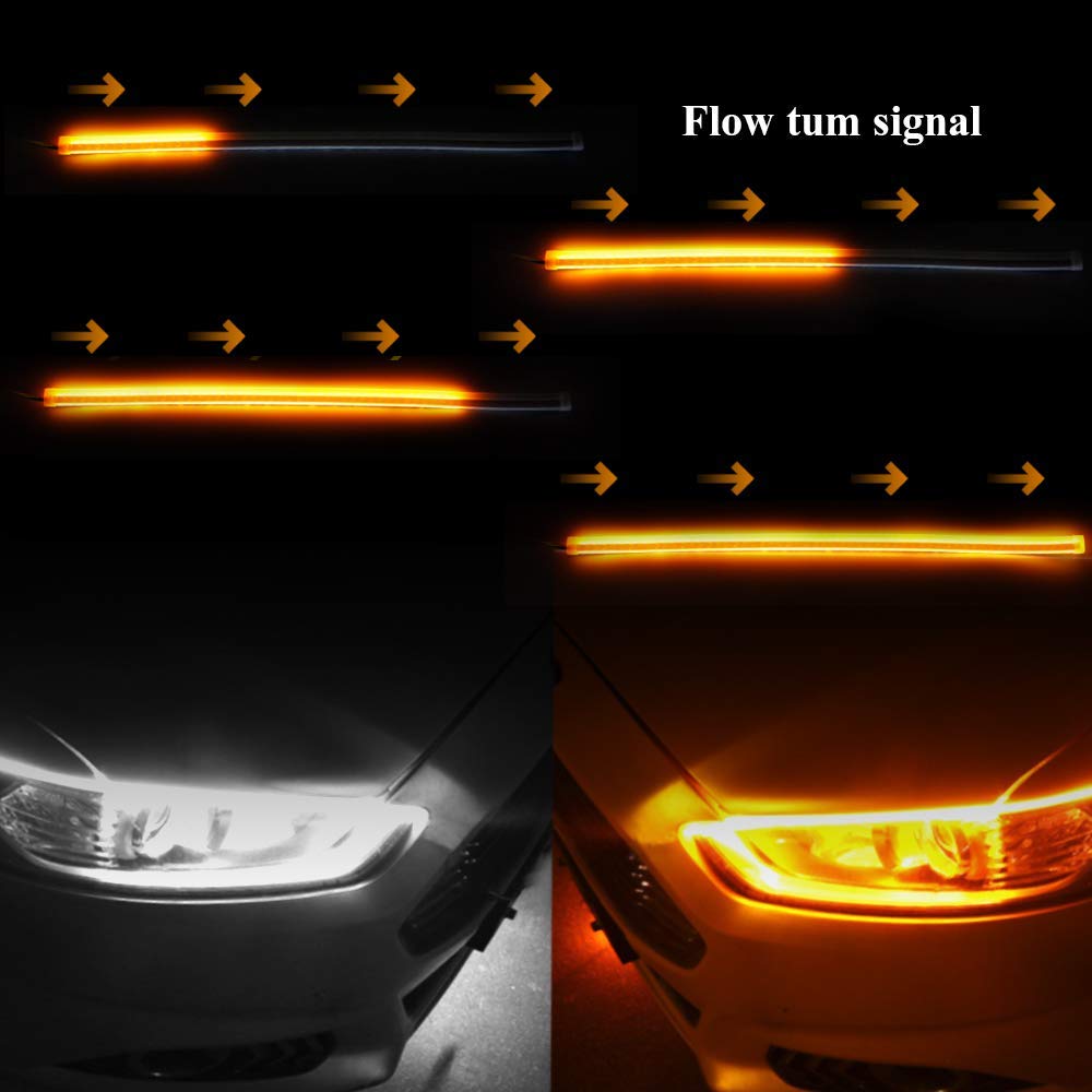 Two-color Ultra-thin Daytime Running Light Strip Light Flexible LED Turn signal Light LED