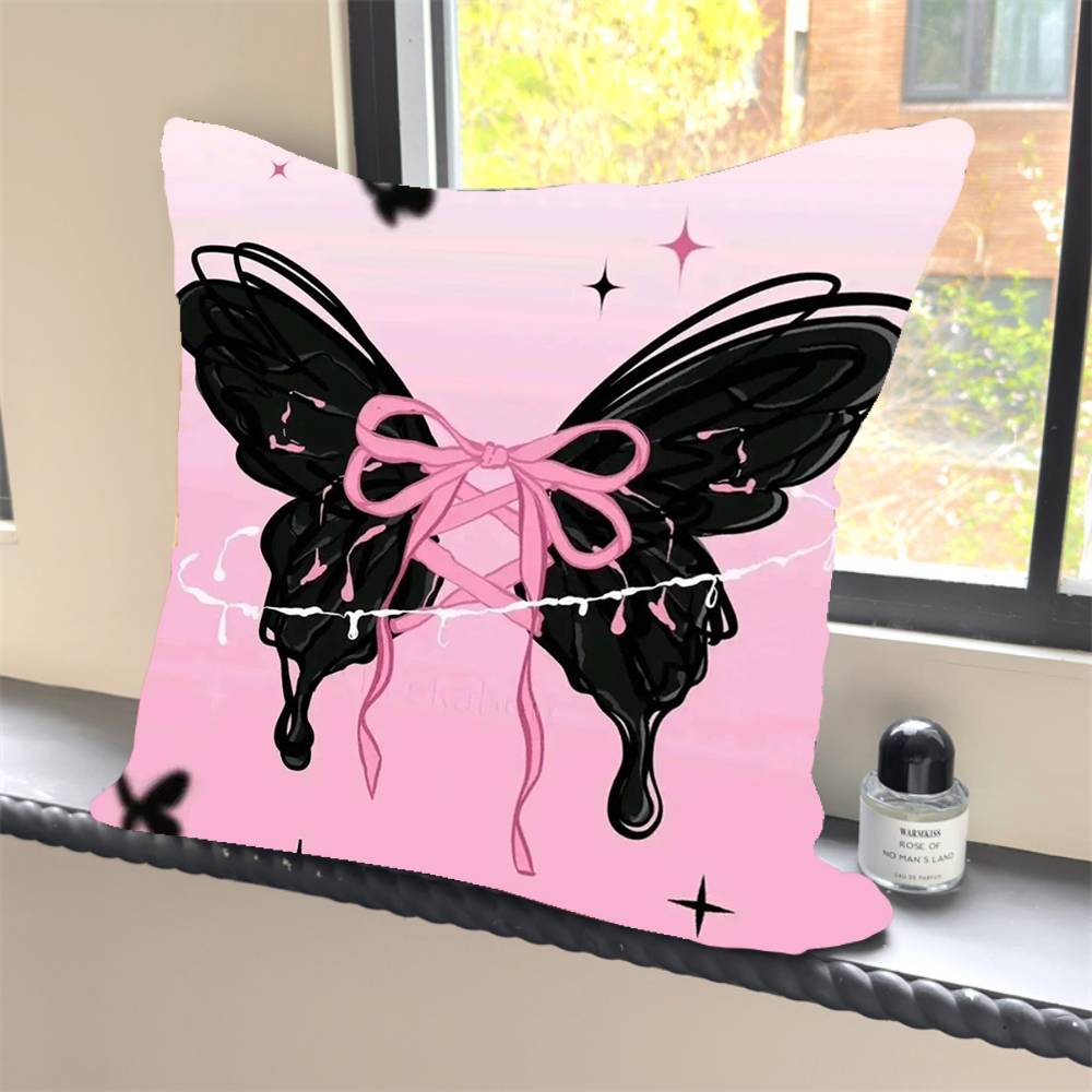 1PC Luxury Pink cute butterfly Pillow Case Square  Bedroom Sofa Leisure Comfort Cushion Car Home Decoration Pillowcase 40x40