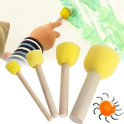 Pincel de Esponja para Niños Mango de Madera Original Pintura Graffiti Juguete Temprano Suministros de Arte DIY Regalos Pincel de Esponja