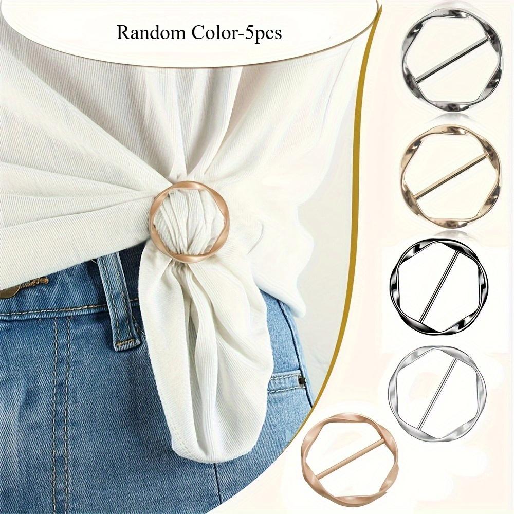 

Metal Scarf & T-Shirt Clip Set - Easy Knot and Waist Accessory, Suitable for Clothing Non-Stitched Length Fixing, Hem Knot