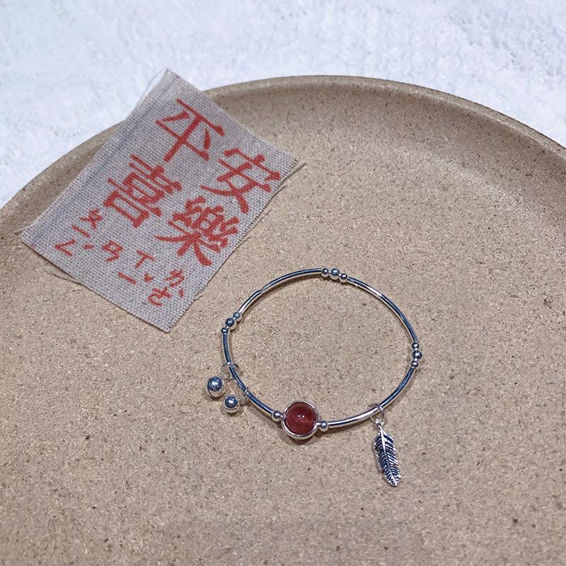 Kreatywna Różowa Piórkowa Srebrnego Koloru Koralikowa Bransoletka Temperament Liść Bransoletka Prosta Pasująca do Wszystkiego Biżuteria na Imprezę Prezent