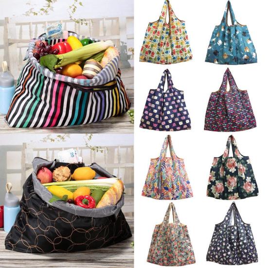 Foldable Colored Large Capacity Shopping Handbag Grocery Storage Bag Tote Pouch