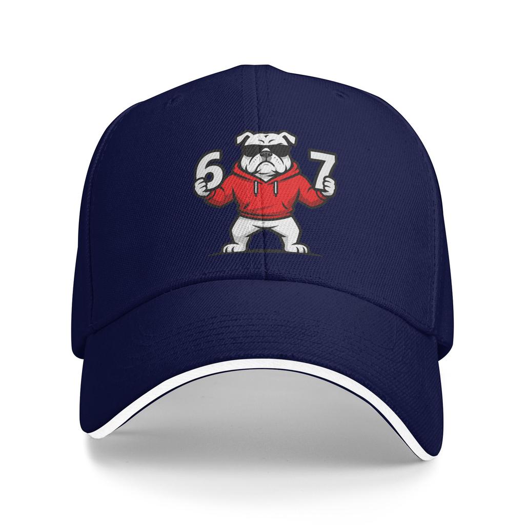 Fun Six Seven Meme Bulldogs Number 6 and 7 Casual Baseball Cap Hunting Camping Trucker Hat Summer Trendy Snapback Cap