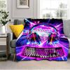 1PC Custom Name Neon Lights Music Flannel Blanket Versatile, All-season Throw Suitable for the Living Room, Bedroom, Camping, Travel, and Gift