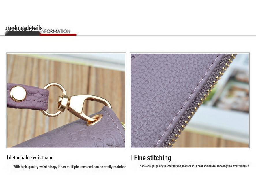 Women's Double Zipper Soft Leather Long Wallet & Phone Clutch