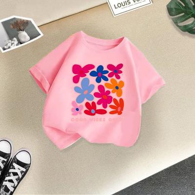 Zomer Baby Kinderen Zoet T-shirt Bloemenprint Top Kinderkleding Baby Meisjes Schattig Korte Mouw Ronde Hals T-shirt Kinderkleding