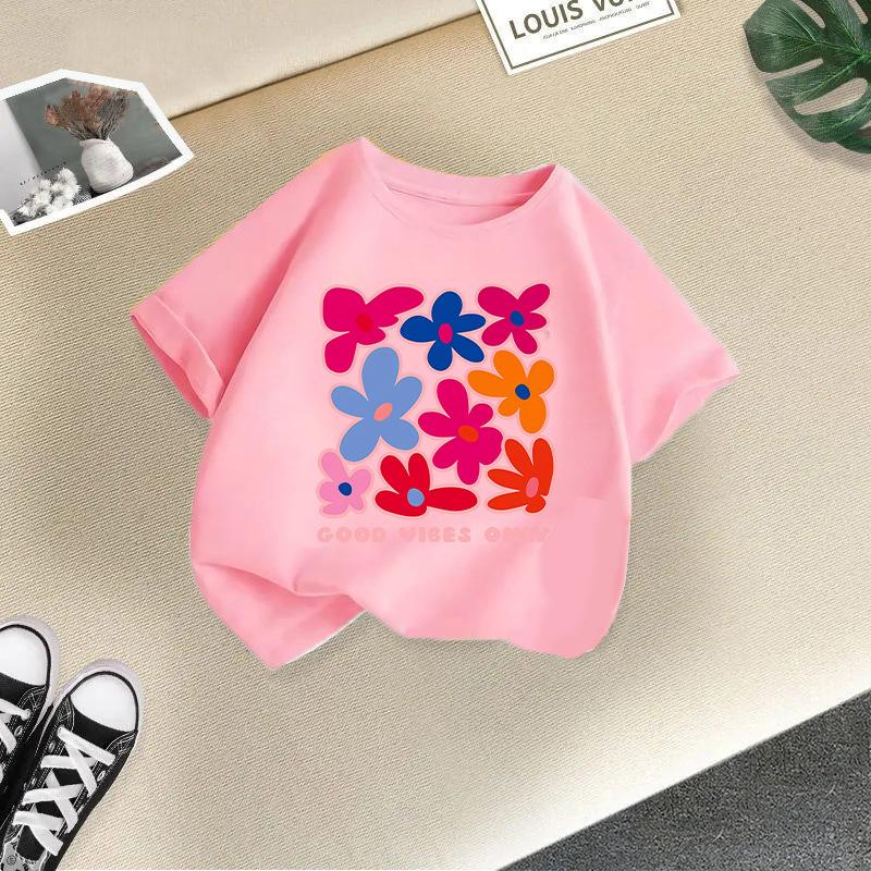 Dziecięcy T-shirt z krótkim rękawem dla dziewczynek Nowa letnia moda dla dziewczynek Letnia kurtka Casualowe ubrania z rękawem 3/4