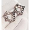 Shining Zircon Splicing Metal Chain Stud Earrings Cold Wind Hollow Geometric Rhombus Earrings Silver Needle 118