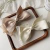 Korean Black Satin Bow Duckbill Clip with Pearls - Elegant Small-Style Hairpin for Side Bangs