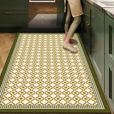 Küchenteppich, rutschfest, ölbeständig, PVC-Leder-Bodenmatte, wasserdichte Fußmatten im Retro-Stil, abwischbar, leicht zu reinigen, großer Teppich