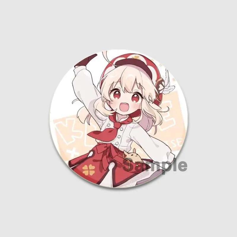 32/44/58mm Klee Pin Round Cartoon Funny Snap-in Brooche for Backpack Cothes Accessorie Anime Genshin Impact Collection Badge Hat Decoration