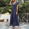 Women's Dresses Casual Elegant Waisted Polka Dot Split V-Neck Short Sleeve Dresses