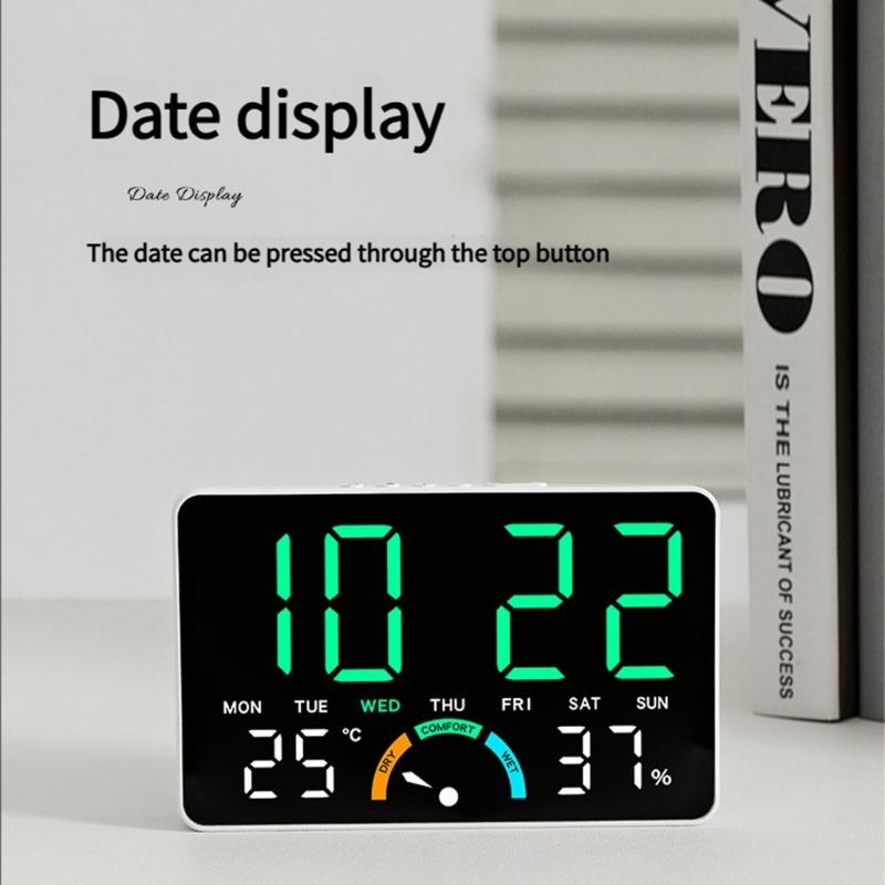 Modern Minimalists Design Electronic Clock Large Screen Display Indoor Thermometers Hygrometer Wall Mountable Tabletop