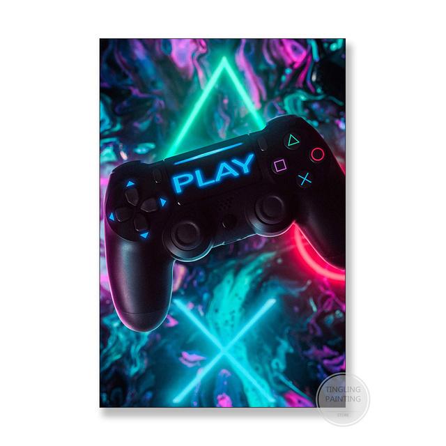 Rám z masivního dřeva Herní rukojeť Plátno Barevná stěna Umělecké obrazy Gamepad Obrazy plakátů Obývací pokoj Herna Domácí dekorace Dárky pro hru