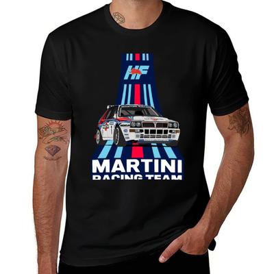 Lancia Delta HF Martini Streifen T-Shirt, Herren-T-Shirt-Packung, weißes T-Shirt für Herren, 100 % Baumwolle