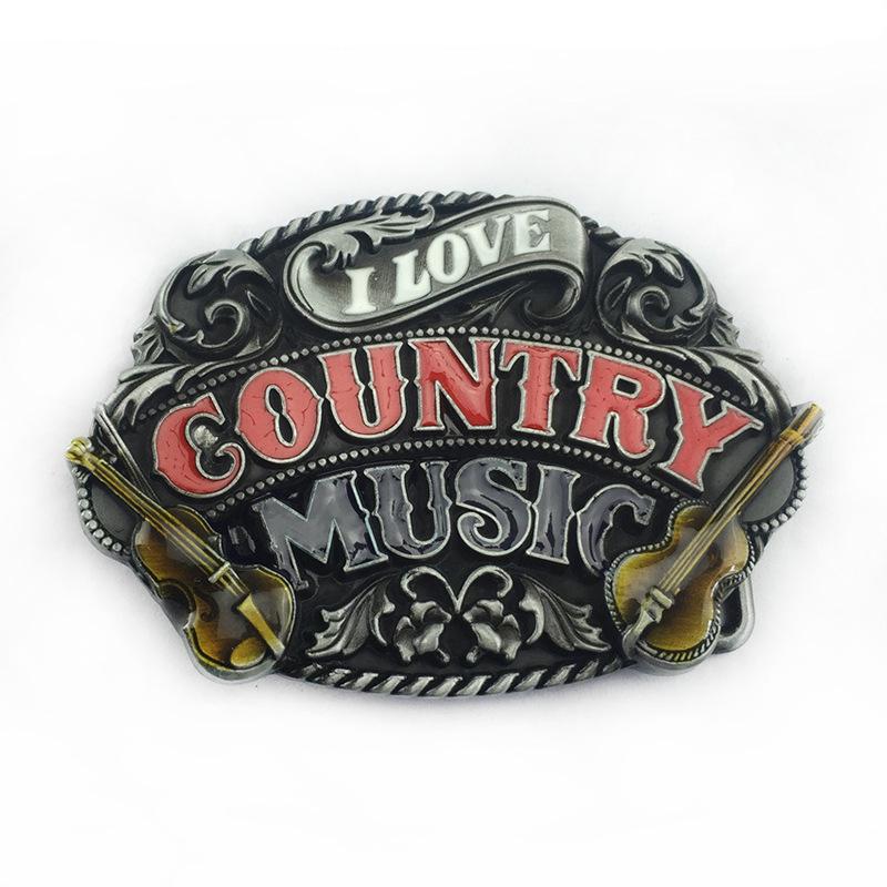 Country Music Guitar Belt Buckle - Rock Band Style for Jeans