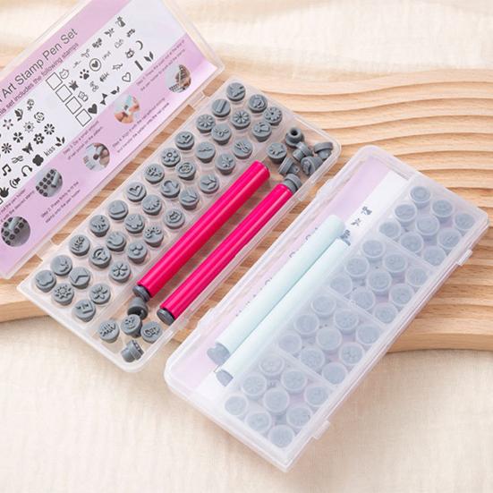 1 Set Nail Stamp Pens with Interchangeable Heads, Nail Art Stamper Tools with 36/48 Patterns, DIY Manicure Design Stamping Pen for Women, Beginner