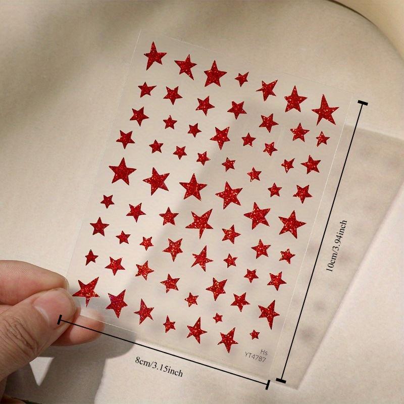 1pc Magic Red Five-Pointed Star Nail Sticker, Flash Light Luxury with Adhesive Nail Decoration Sticker, Suitable for Women