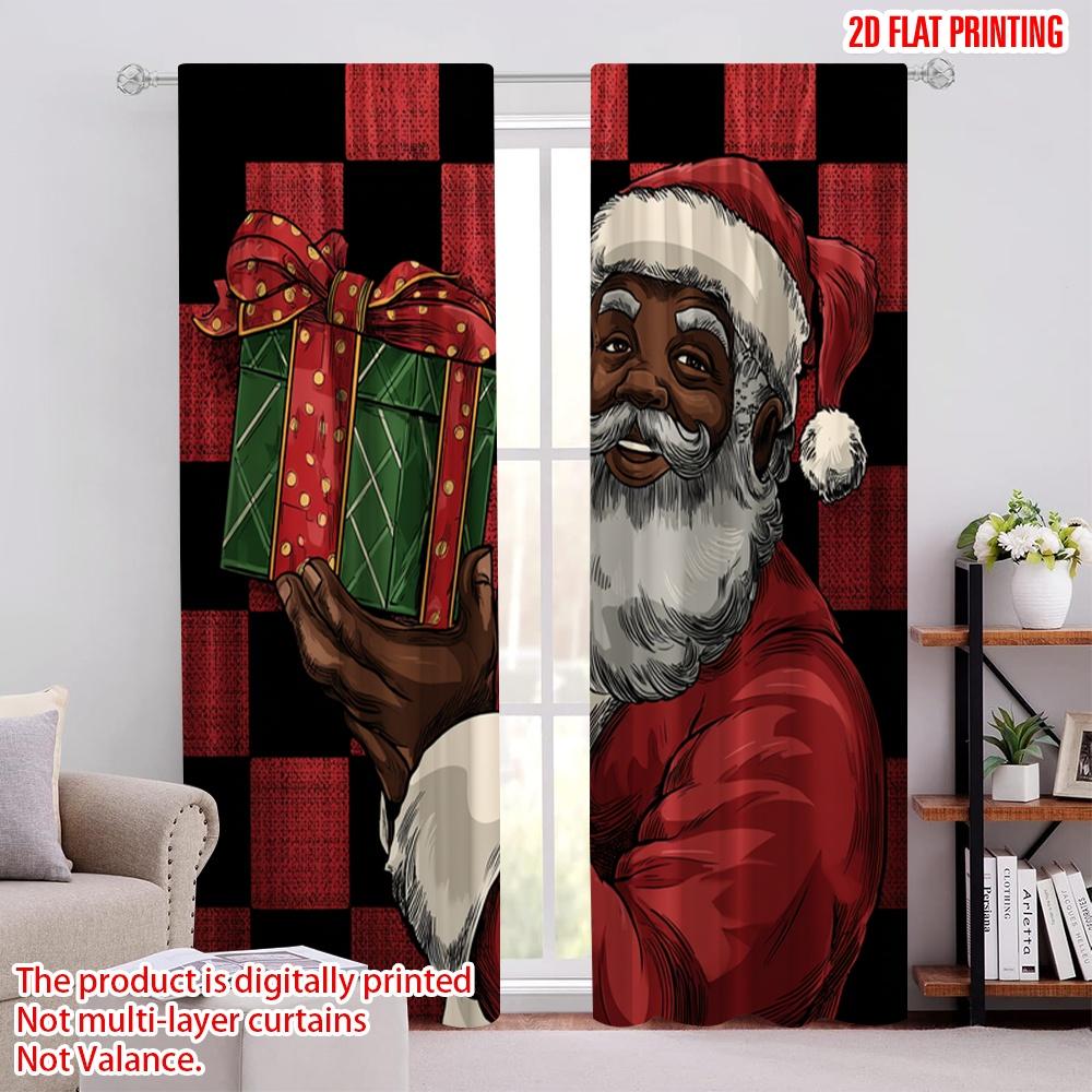 

2pcs,2D plane printing Curtains&Window Treatment Black Santa Claus Versatile Polyester Fabric (without rod) Decorations Outdoor 52.50 × 116.00 cm 2 pcs