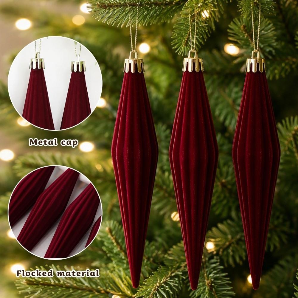 6Pcs Flocked Christmas Flocked Balls Set Plastic Hanging Decorations Tree Decoration